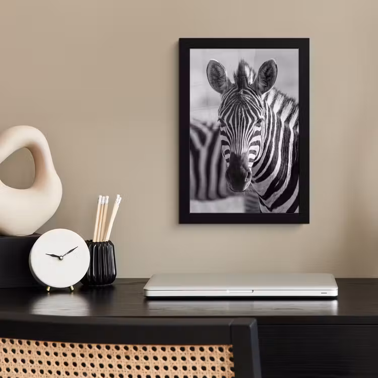Zebra's - Zwart - Wit fotolijst zwart zonder passe partout klein -sfeer1