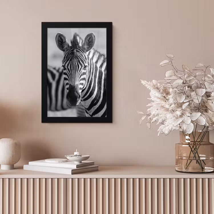 Zebra's - Zwart - Wit fotolijst zwart zonder passe partout klein -sfeer5