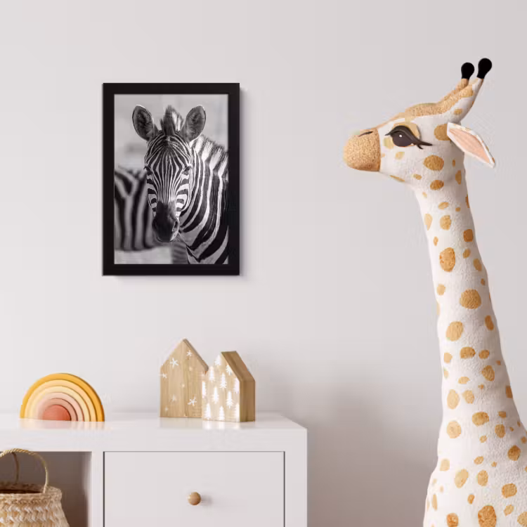 Zebra's - Zwart - Wit fotolijst zwart zonder passe partout klein -usfeer4_kinderkamer