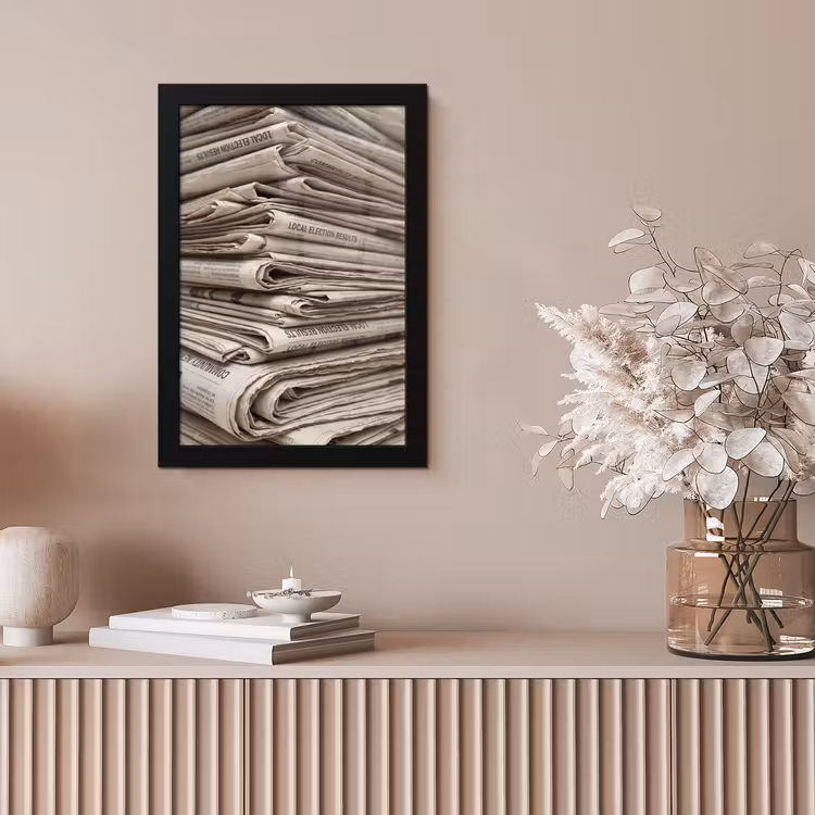 Kranten - Stapel - Nieuws - Vintage - Beige fotolijst zwart zonder passe partout klein -sfeer5