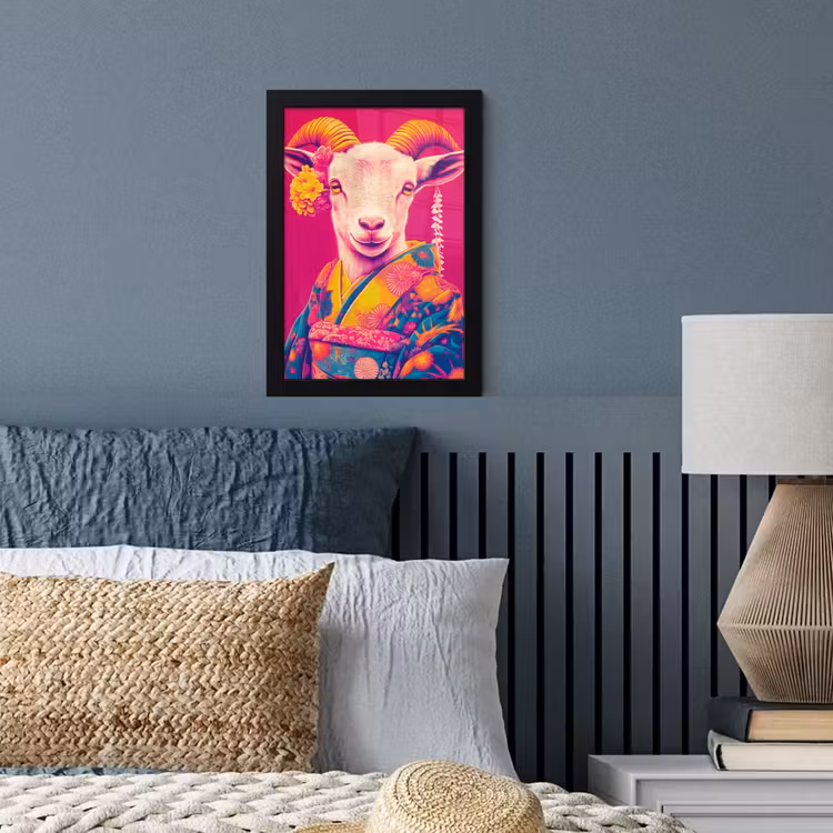 Geit - Hoorns - Kimono - Kleurrijk fotolijst zwart zonder passe partout klein -sfeer3