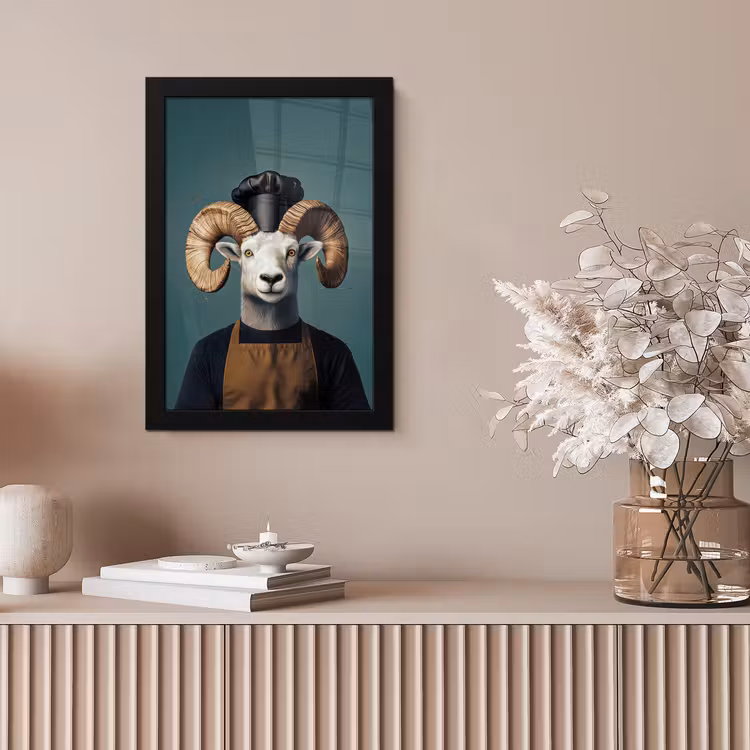 Geit - Hoorns - Kokskleding fotolijst zwart zonder passe partout klein -sfeer5
