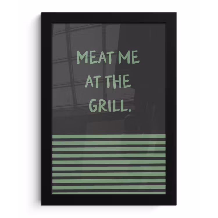 Quote - Groen - Grill - Zomer fotolijst zwart zonder passe partout klein -3d