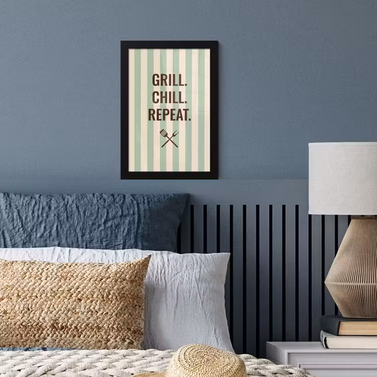 Quote - Strepen - Grill fotolijst zwart zonder passe partout klein -sfeer3