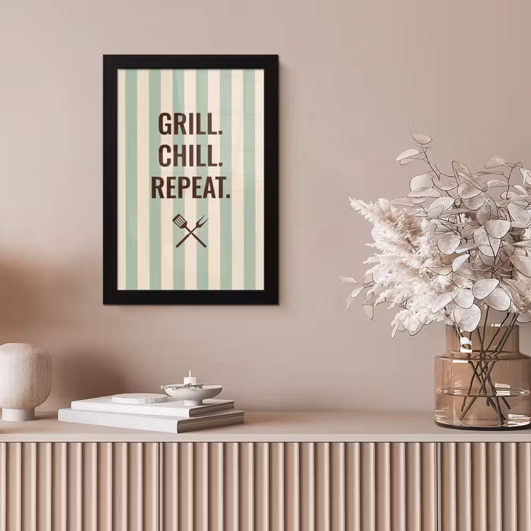 Quote - Strepen - Grill fotolijst zwart zonder passe partout klein -sfeer5