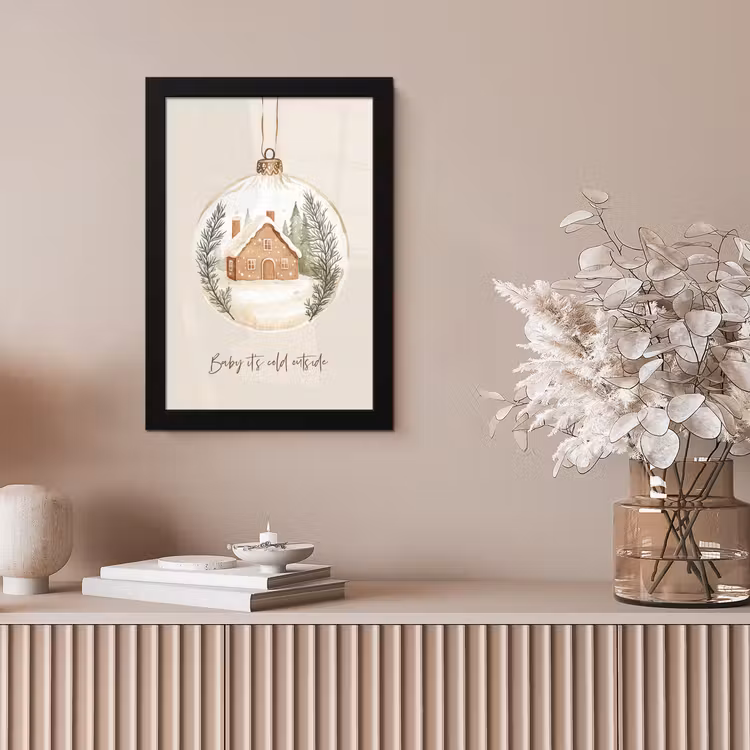 Quote - Winter - Kerst - Beige - Kerstbal fotolijst zwart zonder passe partout klein -sfeer5