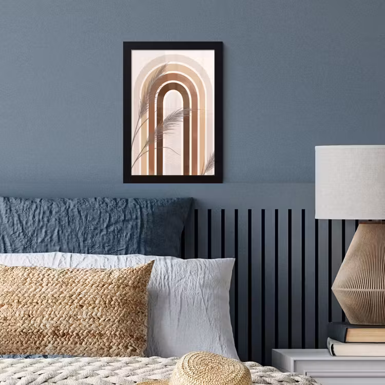 Abstract - Bogen - Plant - Boho - Beige fotolijst zwart zonder passe partout klein -sfeer3