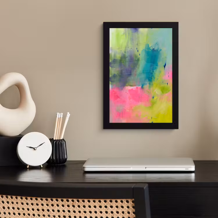 Abstract - Kleuren - Modern - Groen - Roze fotolijst zwart zonder passe partout klein -sfeer1