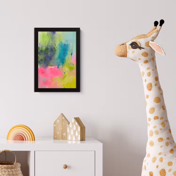 Abstract - Kleuren - Modern - Groen - Roze fotolijst zwart zonder passe partout klein -usfeer4_kinderkamer
