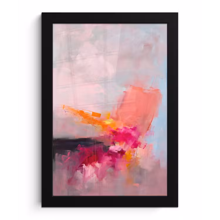 Abstract - Kleurrijk - Modern - Roze fotolijst zwart zonder passe partout klein -3d