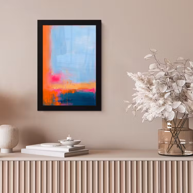 Abstract - Kleurvlakken - Modern - Oranje - Blauw fotolijst zwart zonder passe partout klein -sfeer5