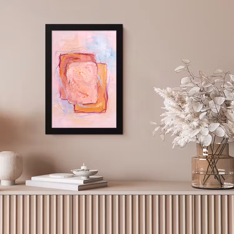 Abstract - Vormen - Modern - Roze fotolijst zwart zonder passe partout klein -sfeer5