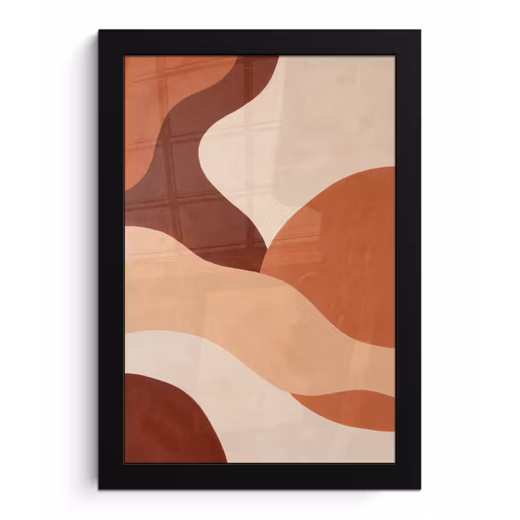 Abstract - Vormen - Organisch - Aardetinten - Modern fotolijst zwart zonder passe partout klein -3d
