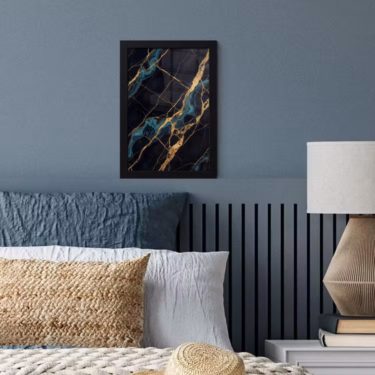 Abstract - Gouden lijnen - Kunst - Modern - Zwart fotolijst zwart zonder passe partout klein -sfeer3