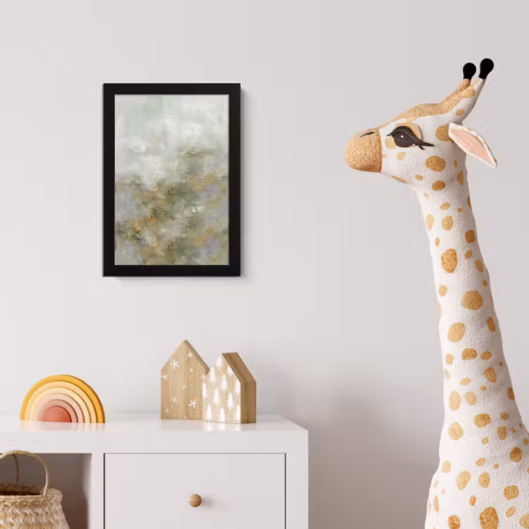 Abstract - Groen - Beige - Modern - Kunst fotolijst zwart zonder passe partout klein -usfeer4_kinderkamer