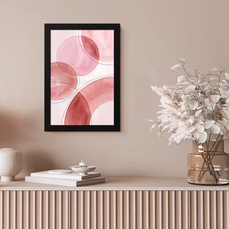 Abstract - Cirkels - Modern - Roze - Kunst fotolijst zwart zonder passe partout klein -sfeer5