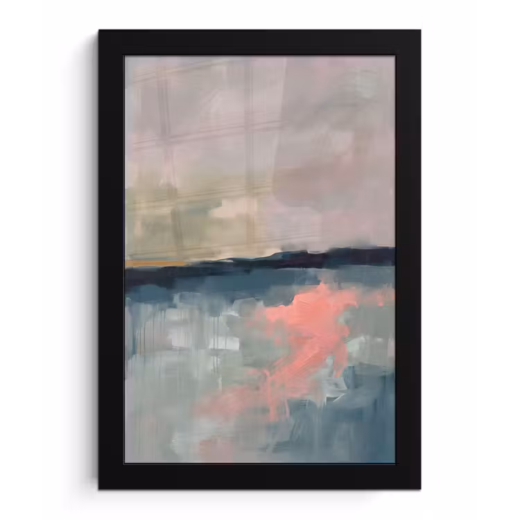 Abstract - Landschap - Kunst - Modern - Groen - Blauw fotolijst zwart zonder passe partout klein -3d