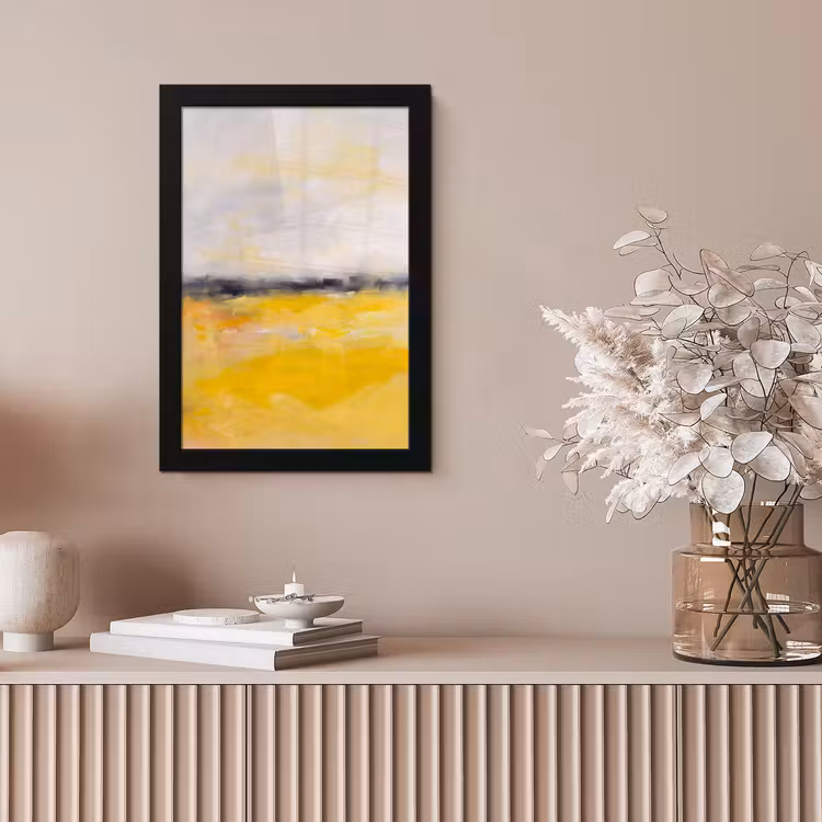 Abstract - Landschap - Modern - Geel fotolijst zwart zonder passe partout klein -sfeer5