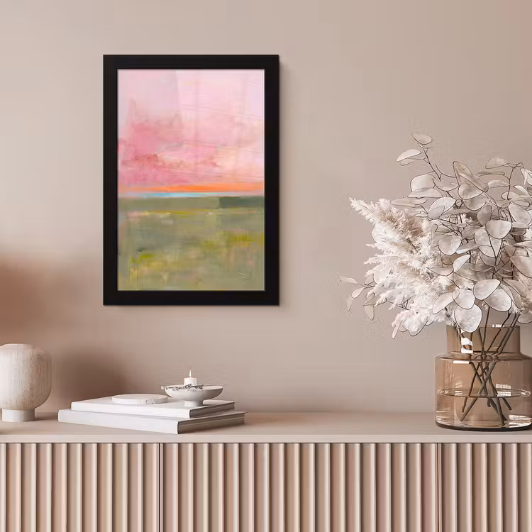 Abstract - Landschap - Modern - Roze - Oranje fotolijst zwart zonder passe partout klein -sfeer5