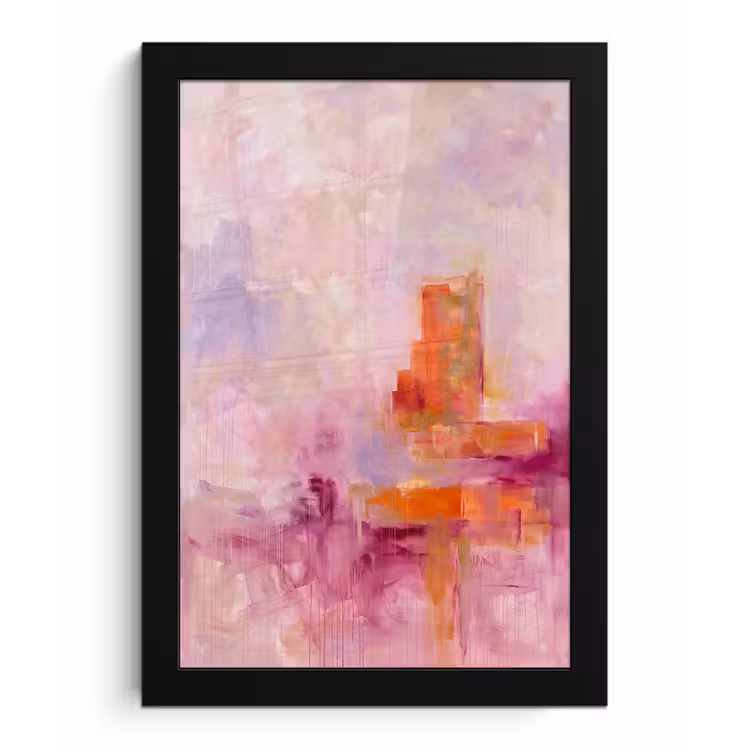 Abstract - Borstelstreken - Kunst - Paars - Goud fotolijst zwart zonder passe partout klein -3d