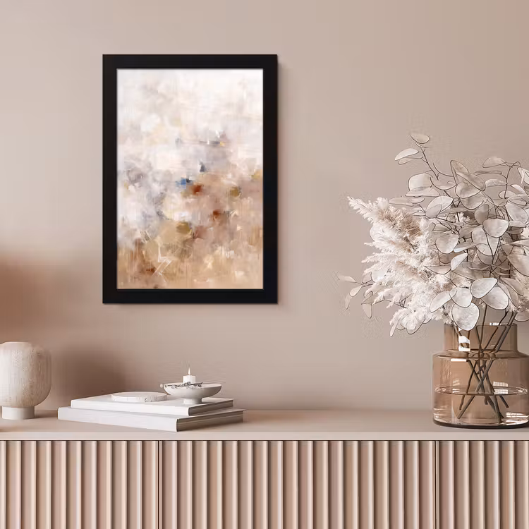 Abstract - Borstelstreken - Modern - Beige - Kunst fotolijst zwart zonder passe partout klein -sfeer5