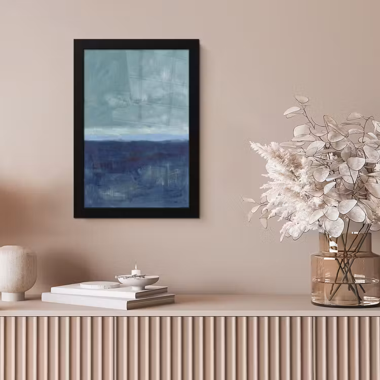 Abstract - Lagen - Rust - Modern - Blauw fotolijst zwart zonder passe partout klein -sfeer5