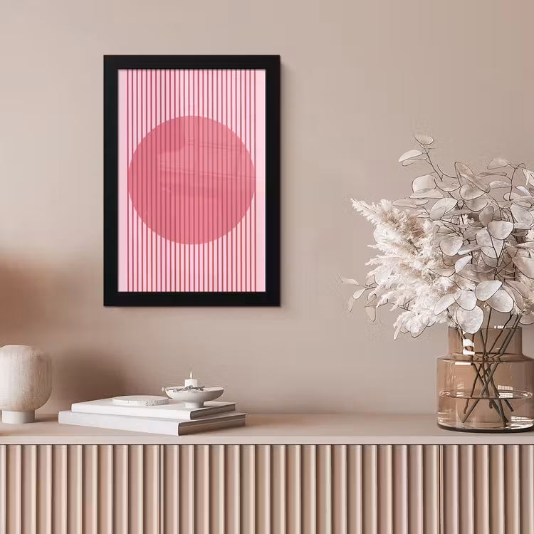 Abstract - Strepen - Ovaal - Roze - Modern fotolijst zwart zonder passe partout klein -sfeer5
