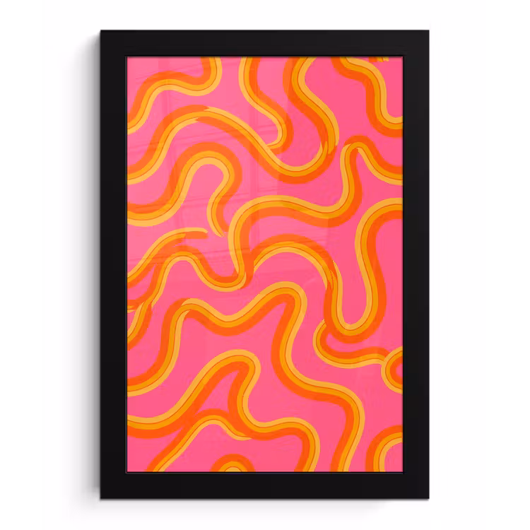 Abstract - Golvende lijnen - Modern - Kleurrijk fotolijst zwart zonder passe partout klein -3d