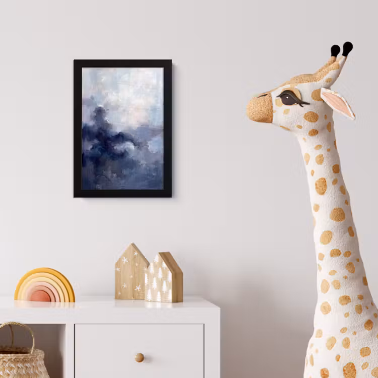 Abstract - Wolken - Modern - Blauw - Kunst fotolijst zwart zonder passe partout klein -usfeer4_kinderkamer