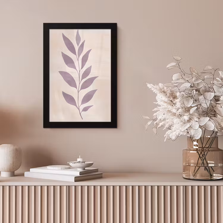 Tak - Bladeren - Minimalistisch - Beige fotolijst zwart zonder passe partout klein -sfeer5