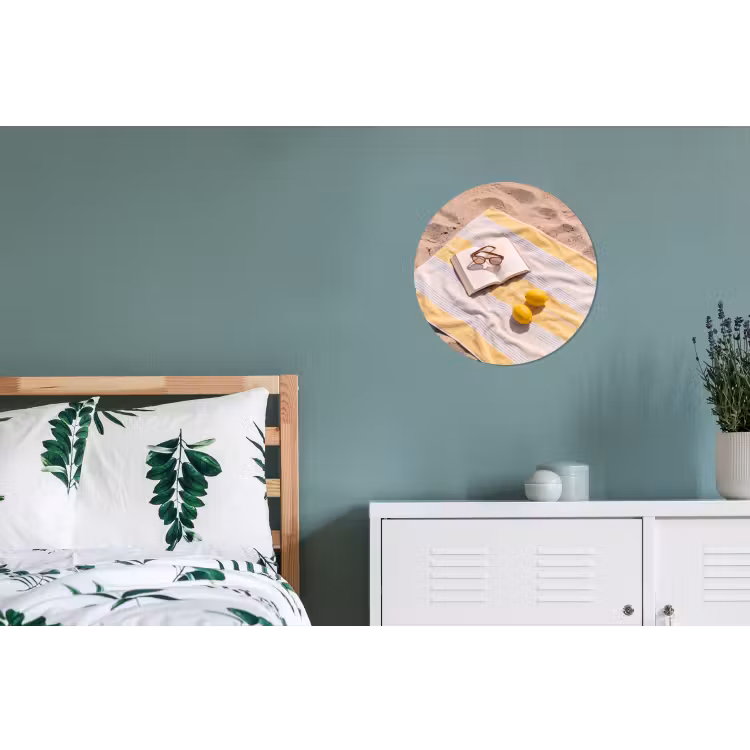 Boek - Zonnebril - Strand - Zomer - Geel Wandcirkel aluminium klein -slaapkamer