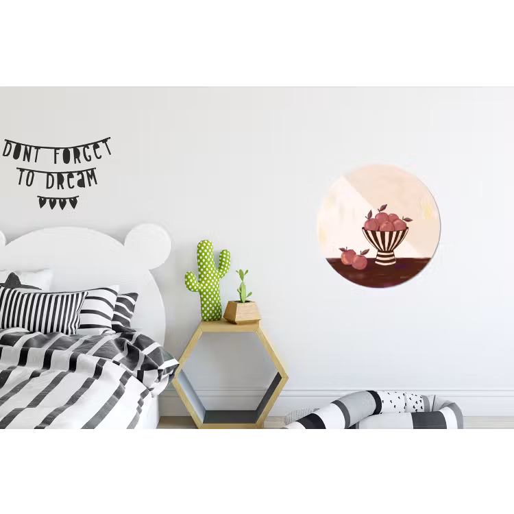 Eten - Schaal - Stilleven - Modern - Rood Wandcirkel aluminium klein -kinderkamer