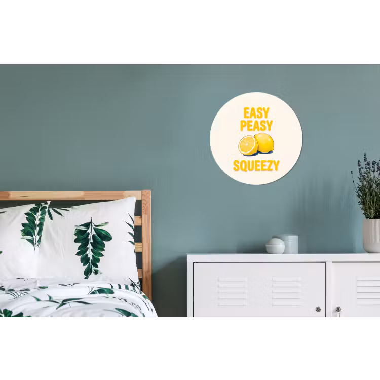 Eten - Citroenen - Keuken - Illustratie - Geel Wandcirkel aluminium klein -slaapkamer