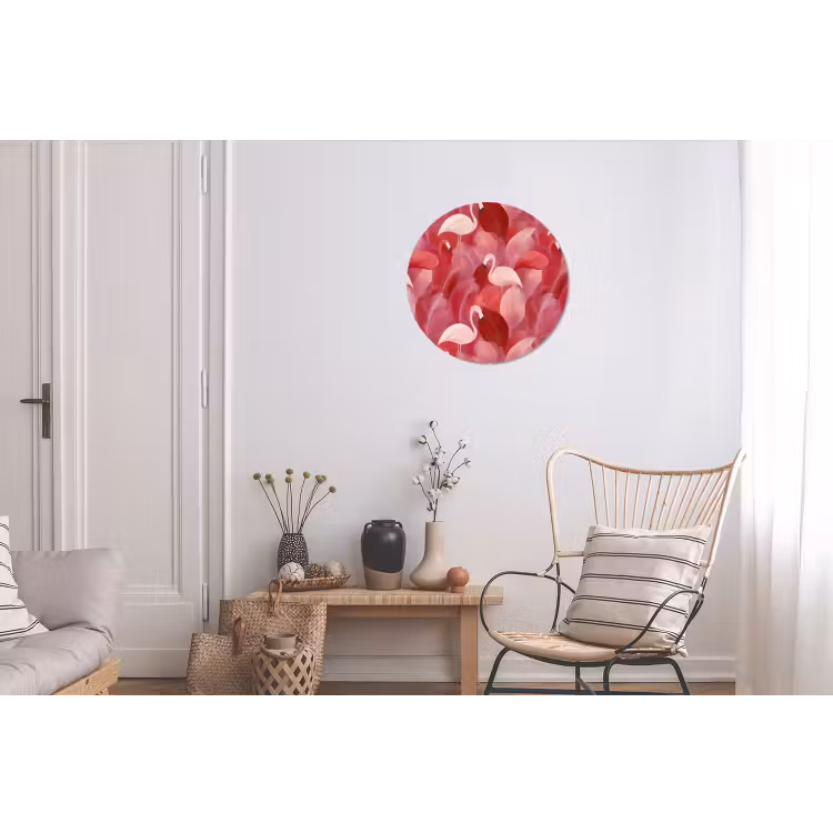 Flamingo - Botanisch - Elegant - Roze - Rood Wandcirkel aluminium klein 190 -woonkamer