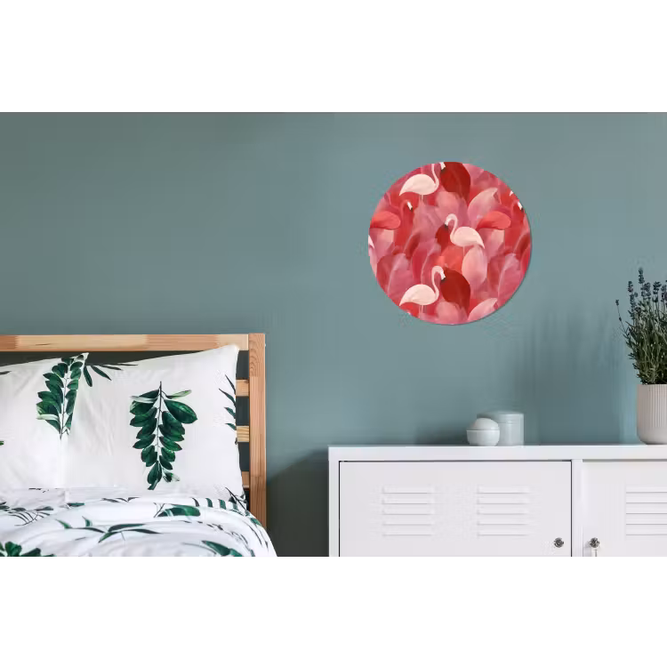 Flamingo - Botanisch - Elegant - Roze - Rood Wandcirkel aluminium klein 190 -slaapkamer