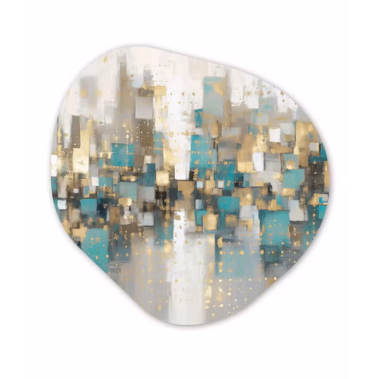 Abstract - Blokken - Goud - Skyline Wandcirkel Organisch Forex 3mm klein -3d