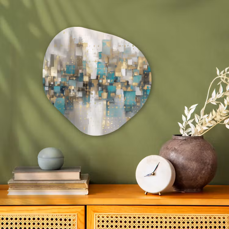 Abstract - Blokken - Goud - Skyline Wandcirkel Organisch Forex 3mm klein -sfeer2