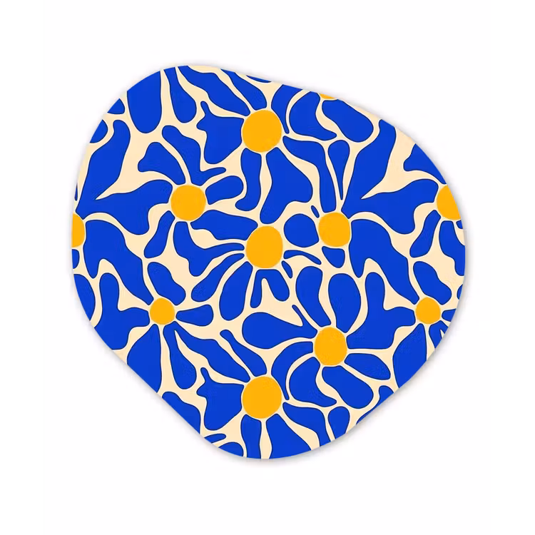Abstract - Bloem - Blauw Wandcirkel Organisch Forex 3mm klein 629 -3d