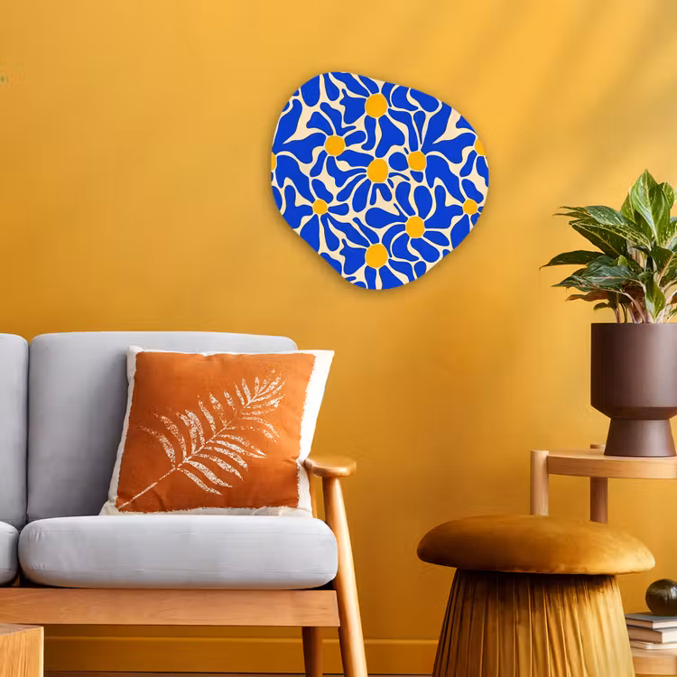 Abstract - Bloem - Blauw Wandcirkel Organisch Forex 3mm klein 629 -sfeer4