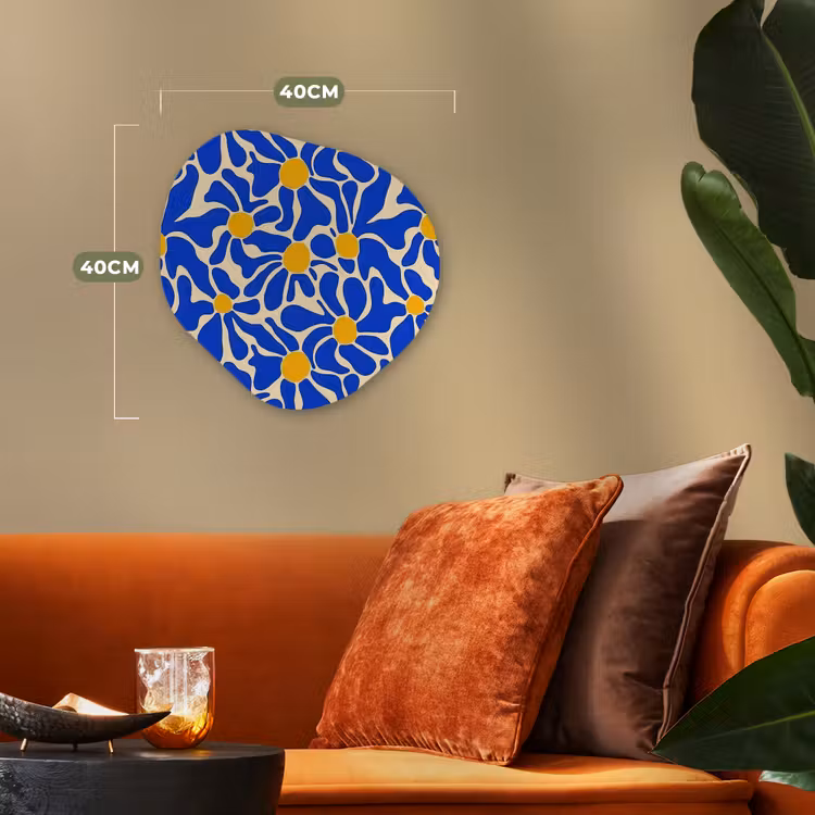 Abstract - Bloem - Blauw Wandcirkel Organisch Forex 3mm klein 629 -sfeer3
