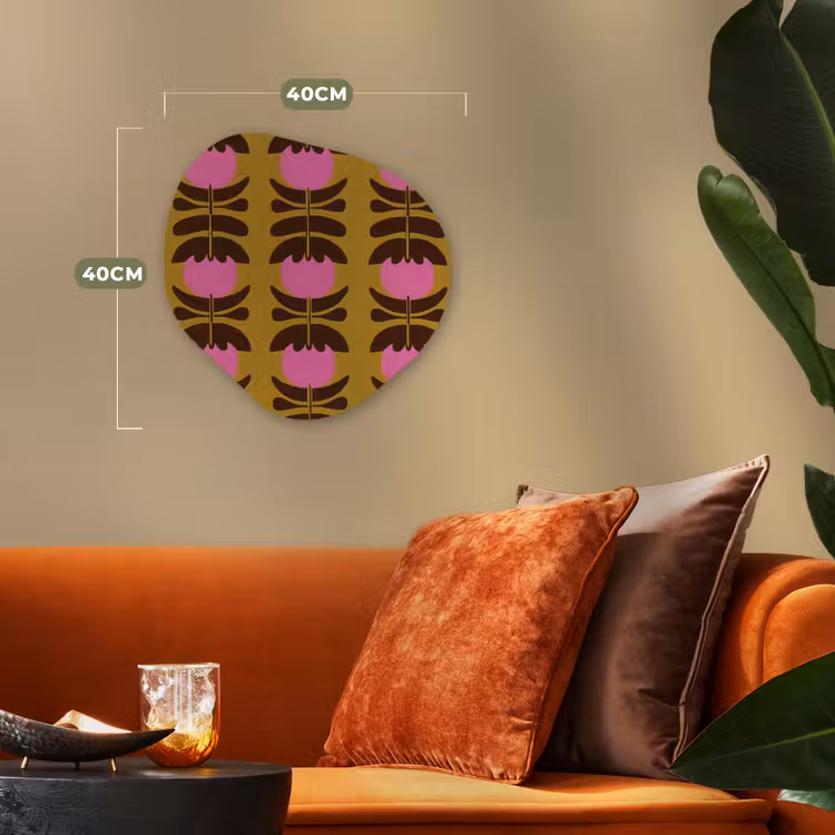 Abstract - Bloemen - Roze Wandcirkel Organisch Forex 3mm klein 629 -sfeer3