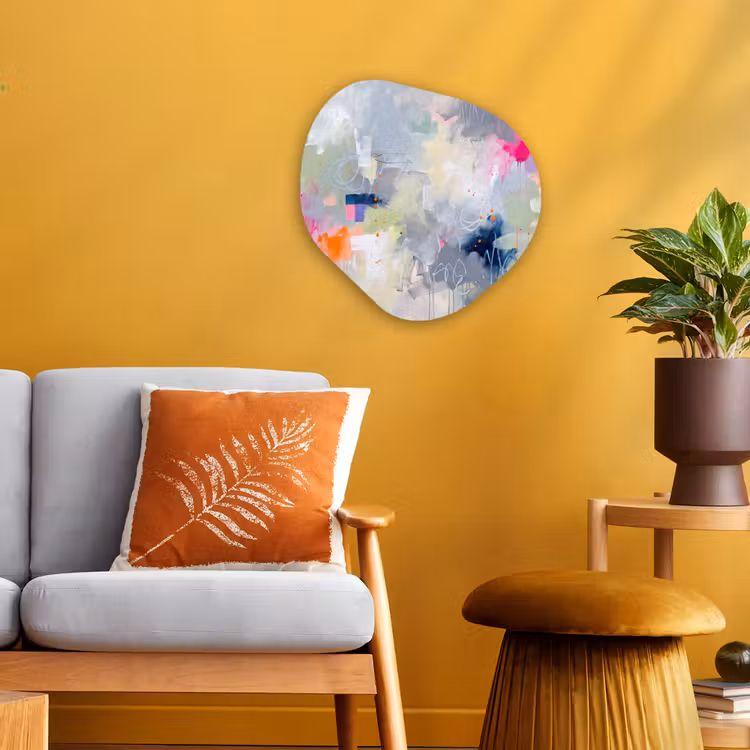 Abstract - Kleurrijk - Modern - Kunst Wandcirkel Organisch Forex 3mm klein -sfeer4