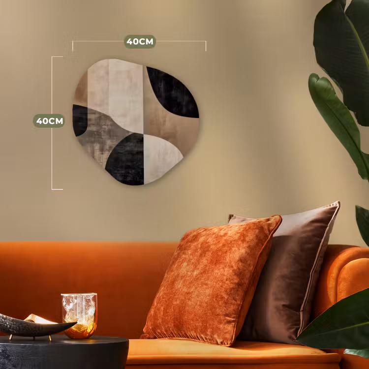 Abstract - Vlakken - Zwart - Rond Wandcirkel Organisch Forex 3mm klein -sfeer3