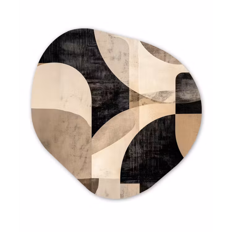 Abstract - Vormen - Modern - Beige Wandcirkel Organisch Forex 3mm klein -3d