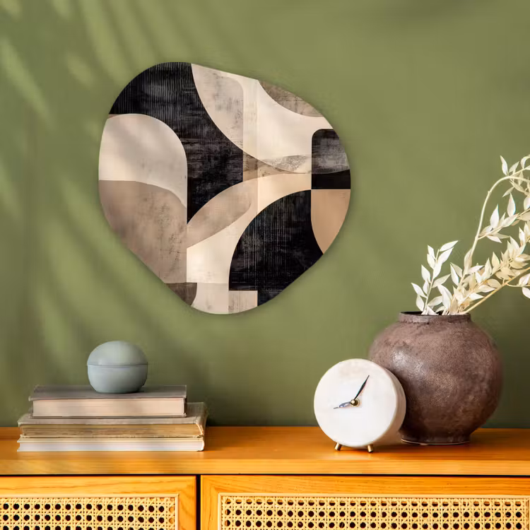 Abstract - Vormen - Modern - Beige Wandcirkel Organisch Forex 3mm klein -sfeer2