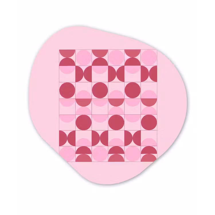 Abstract - Geometrisch - Cirkels - Roze - Modern Wandcirkel Organisch Forex 3mm klein -3d