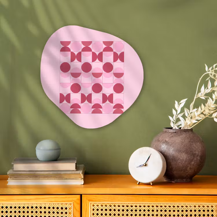 Abstract - Geometrisch - Cirkels - Roze - Modern Wandcirkel Organisch Forex 3mm klein -sfeer2