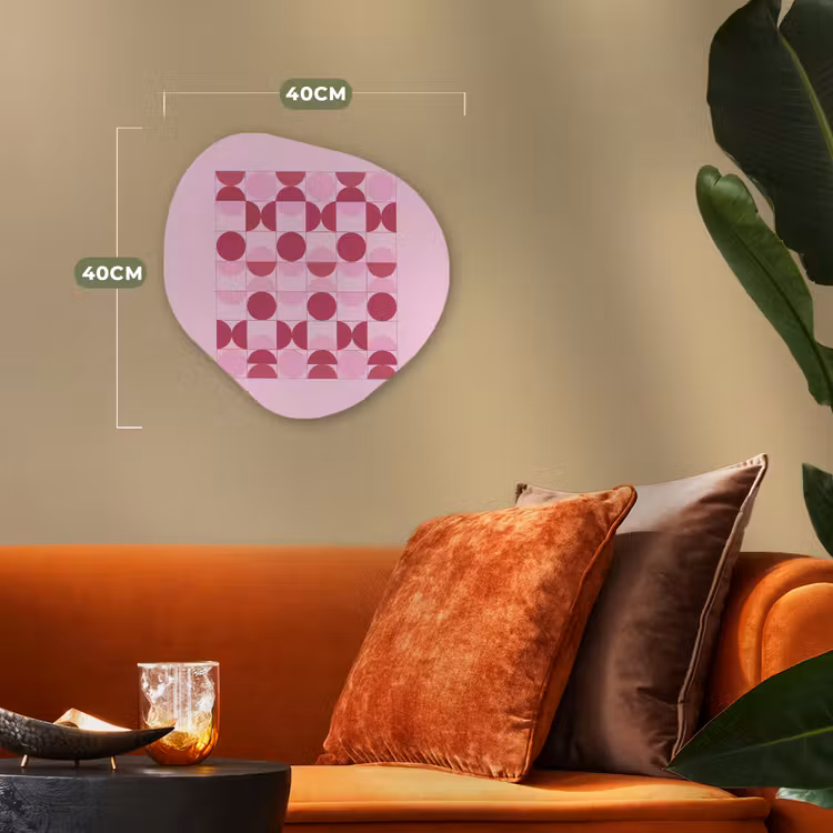 Abstract - Geometrisch - Cirkels - Roze - Modern Wandcirkel Organisch Forex 3mm klein -sfeer3
