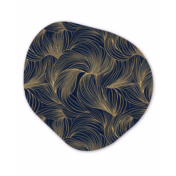 Abstract - Lijnen - Blauw - Goud Wandcirkel Organisch Forex 3mm klein 629 -3d