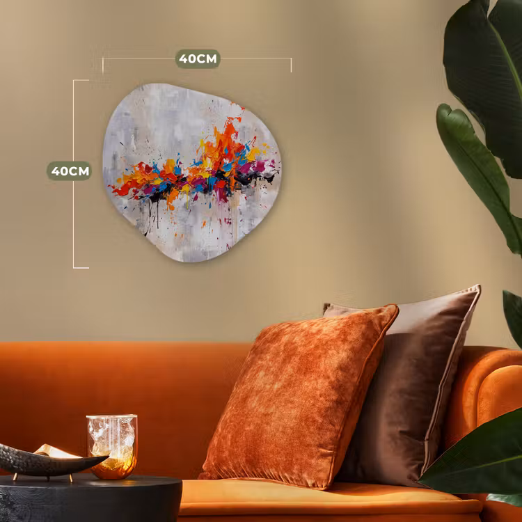 Abstract - Schilderij - Kleurrijk - Dynamisch Wandcirkel Organisch Forex 3mm klein -sfeer3